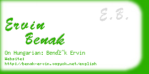 ervin benak business card